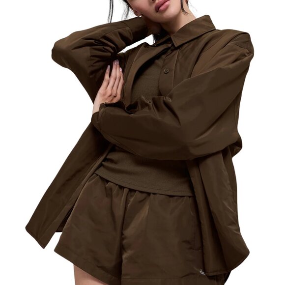 NWT ALO Socialite Shacket Espresso XS Lightweight Unisex Layering Jacket - Picture 4 of 10